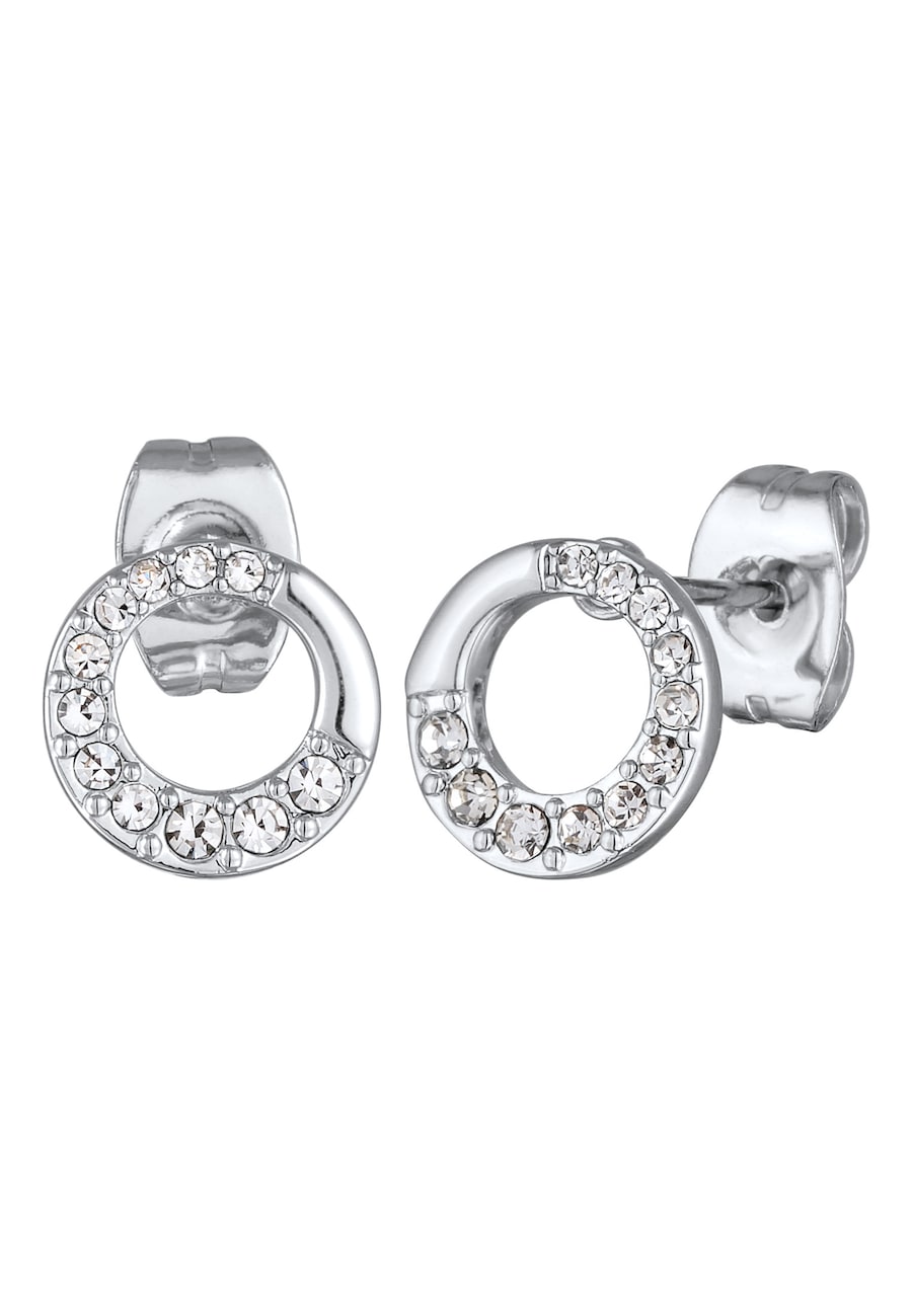 Elli Damskie kolczyki wtyczki koło geo z kryształami kolor złoty Kolczyki 1 ct