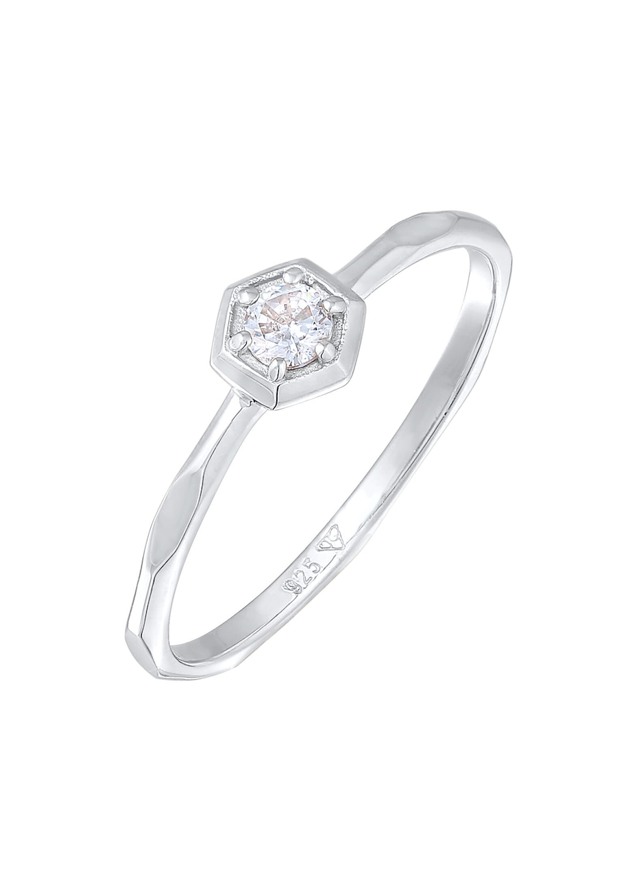 Elli Damski Solitaire Geo Octagon z kryształem cyrkonii w srebrze próby 925 Sterling Silver Pierścionki 1 ct