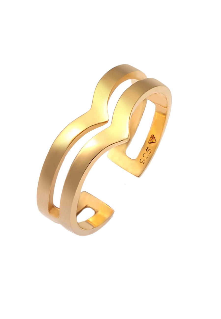 Elli Damy otwarte w kształcie litery V Geo Angle Basic Shine w 925 Sterling Silver Pierścionki 1 ct Damski