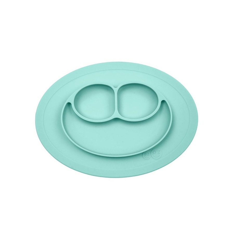 EZPZ EZPZ Silikonowy talerzyk z podkładką mały 2w1 Mini Mat pastelowy niebieski Akcesoria 1 ct