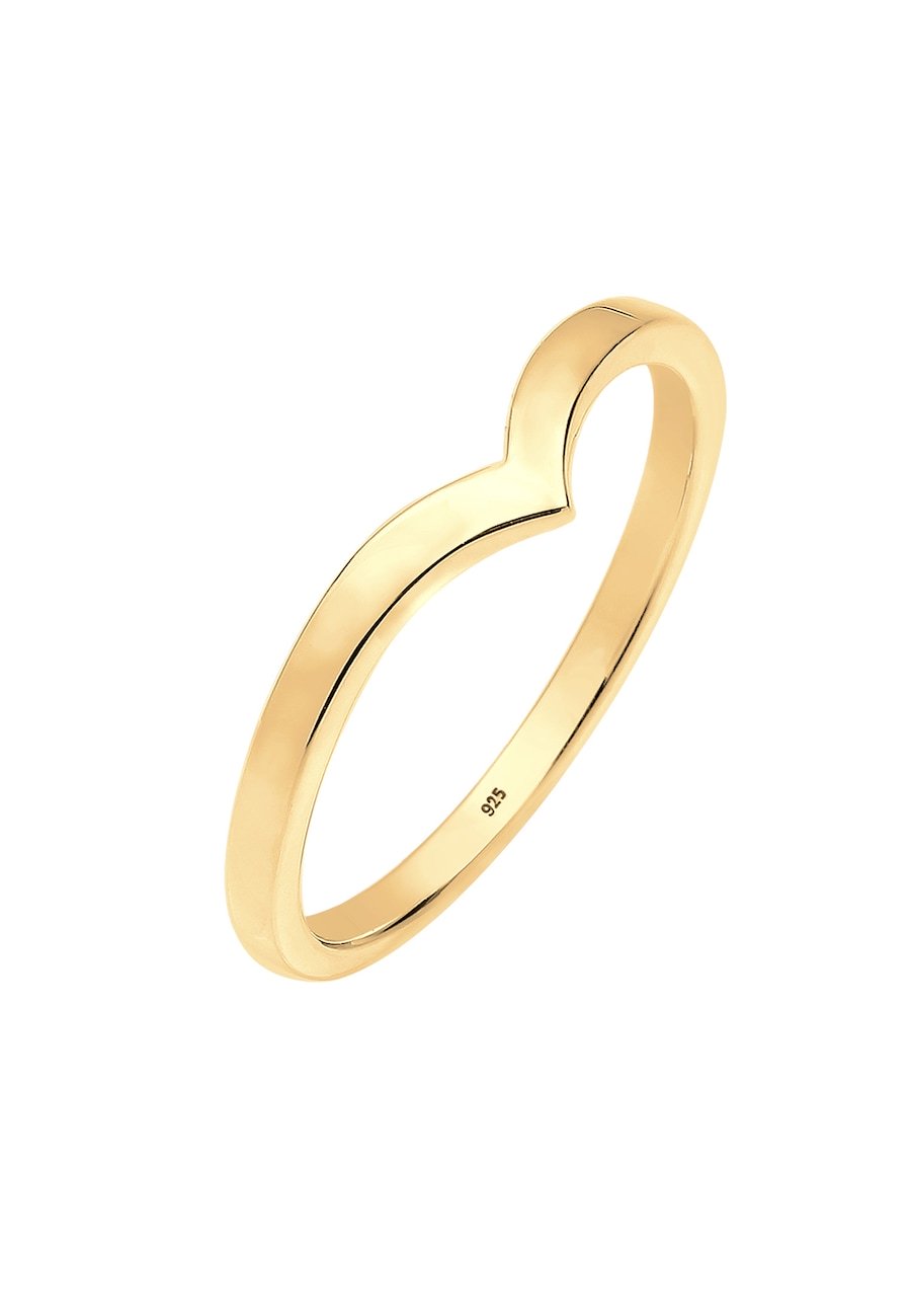 Elli Damski w kształcie litery V Stacking Trend w srebrze 925 Sterling Silver Pierścionki 1 ct