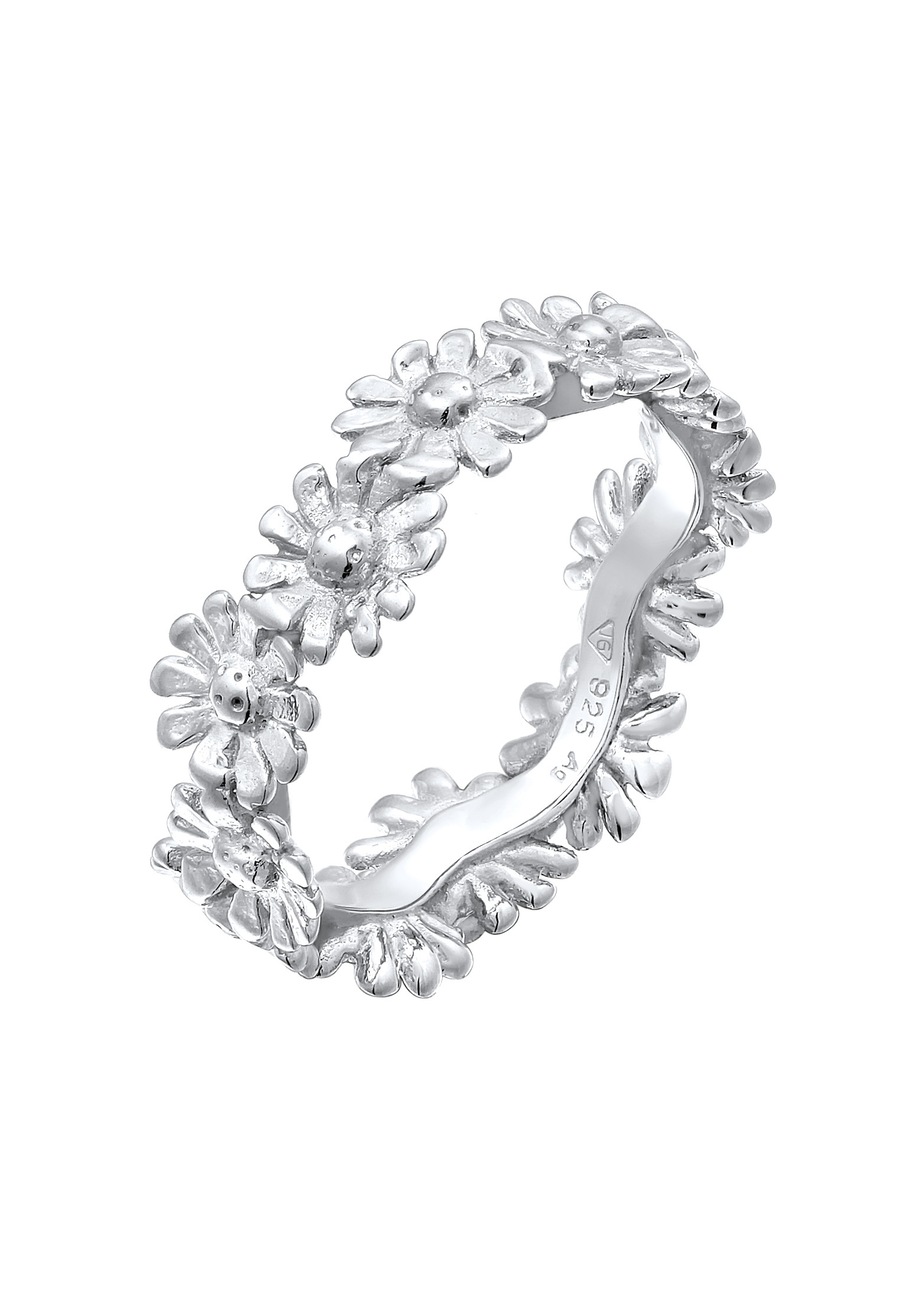 Elli Damska obrączka kwitnący kwiat Boho Look Trend w srebrze 925 Sterling Silver Pierścionki 1 ct Damski