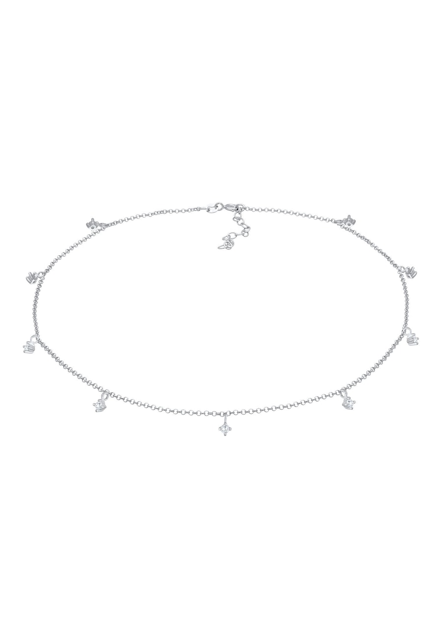 Elli Damski choker pasjans mieniący się kryształkami cyrkonii ze srebra próby 925 Sterling Silver Naszyjniki 1 ct