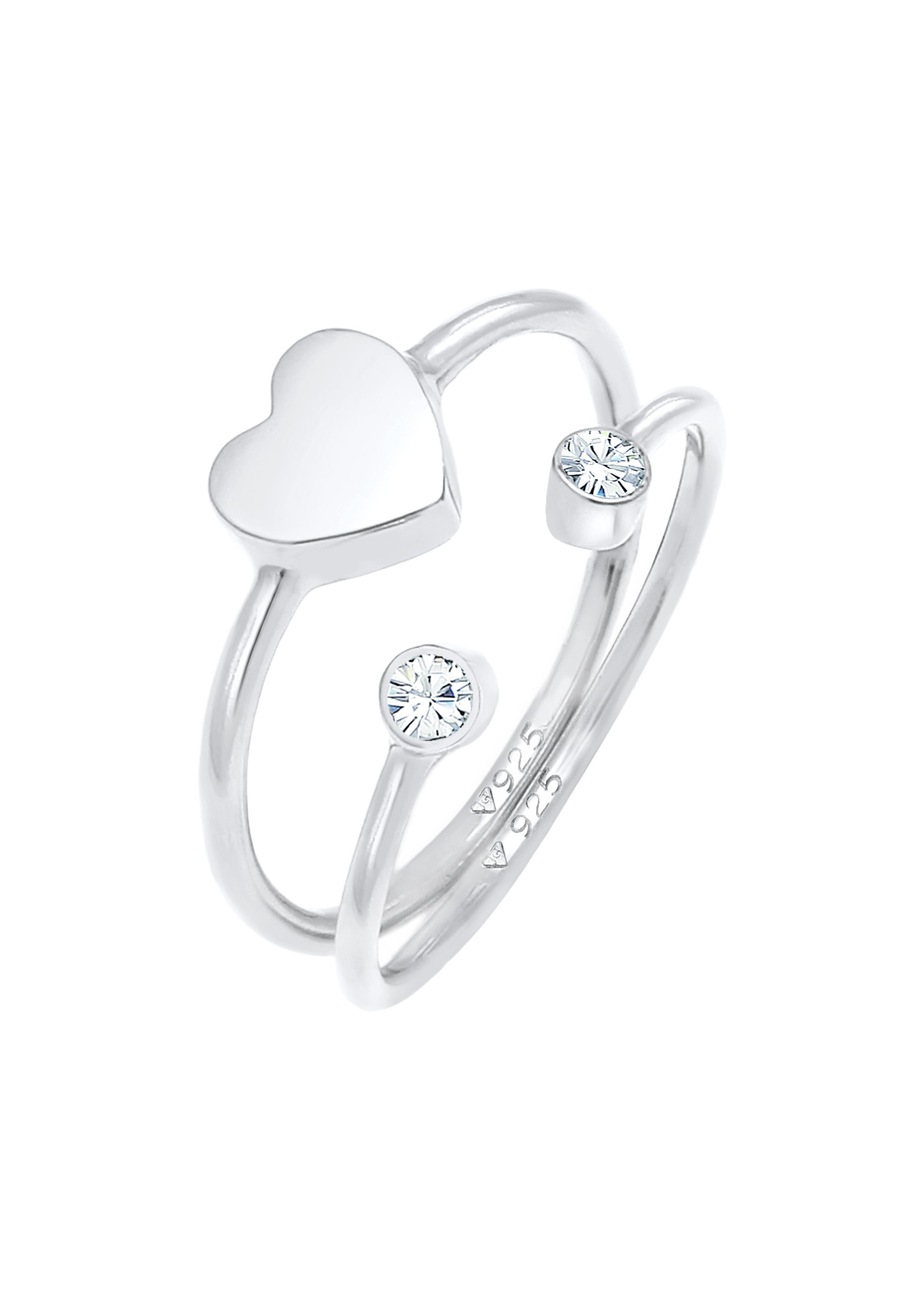 Elli Pierścionek z kryształem dla pań, zestaw 925 sztuk srebra próby 925 Pierścionki 1 ct Damski