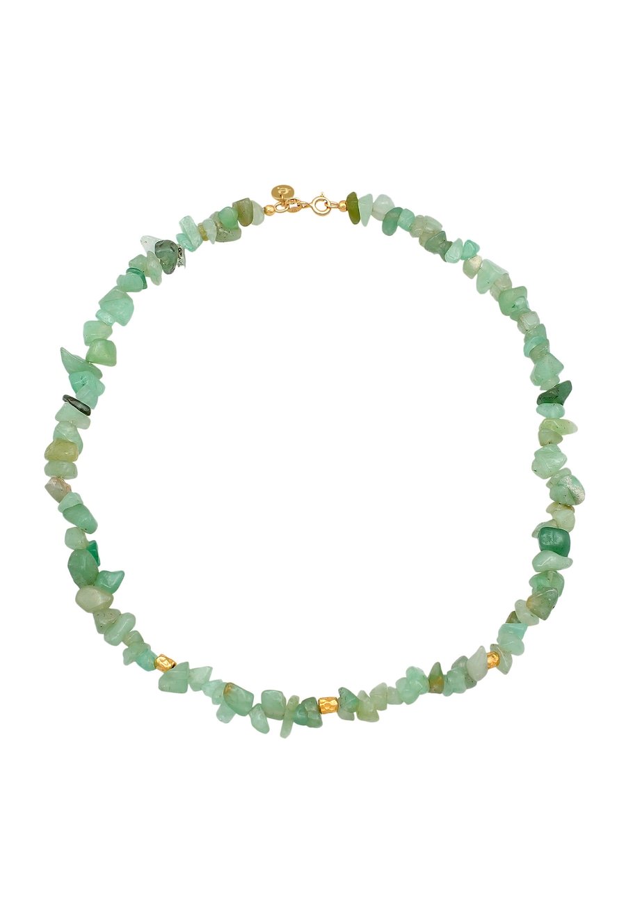 Elli PREMIUM Damski choker ponadczasowy Trend z kamieniami awenturynu w pozłacanym srebrze 925 Sterling Silver Naszyjniki 1 ct