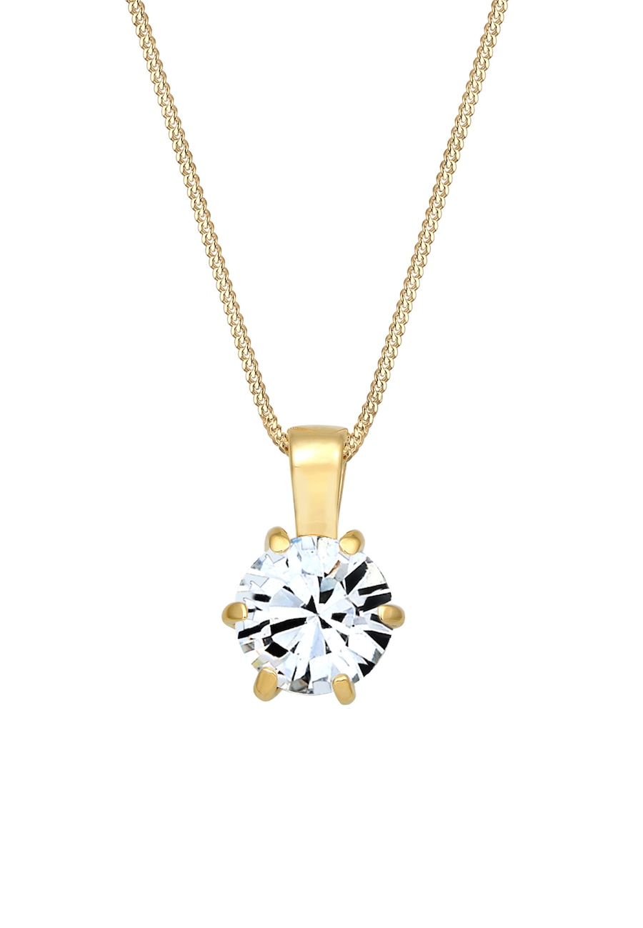 Elli Damski łańcuszek pancerka soliter mieniący się kryształami w srebrze próby 925 Sterling Silver Naszyjniki 1 ct