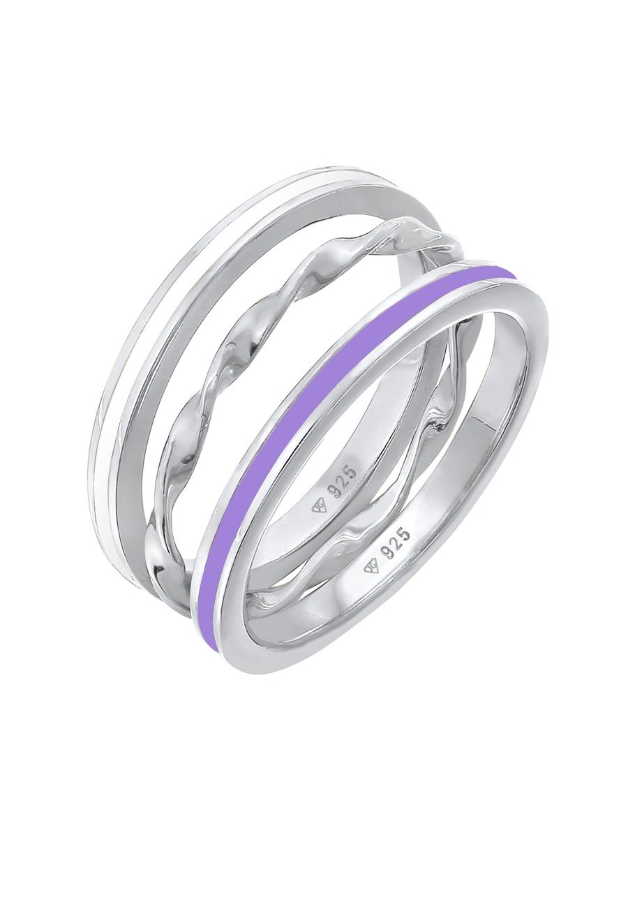 Elli Damski zestaw 3 częściowy: Basic Trio Skręcony w srebrze 925 Sterling Silver Pierścionki 1 ct