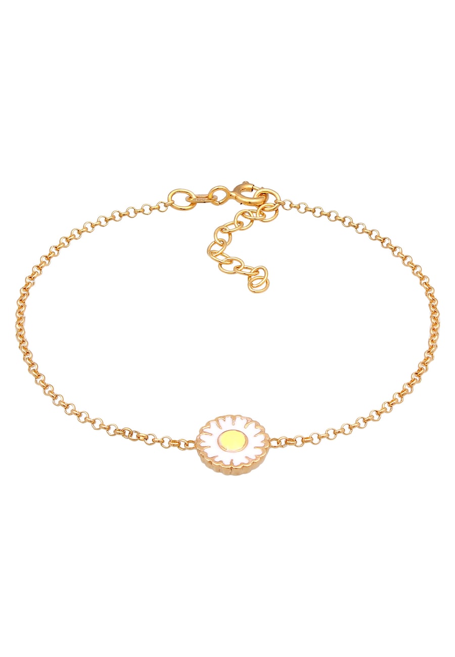 Elli Damski wisiorek Stokrotka Lato z emalią w pozłacanym srebrze próby 925 Sterling Silver Bransoletki 1 ct