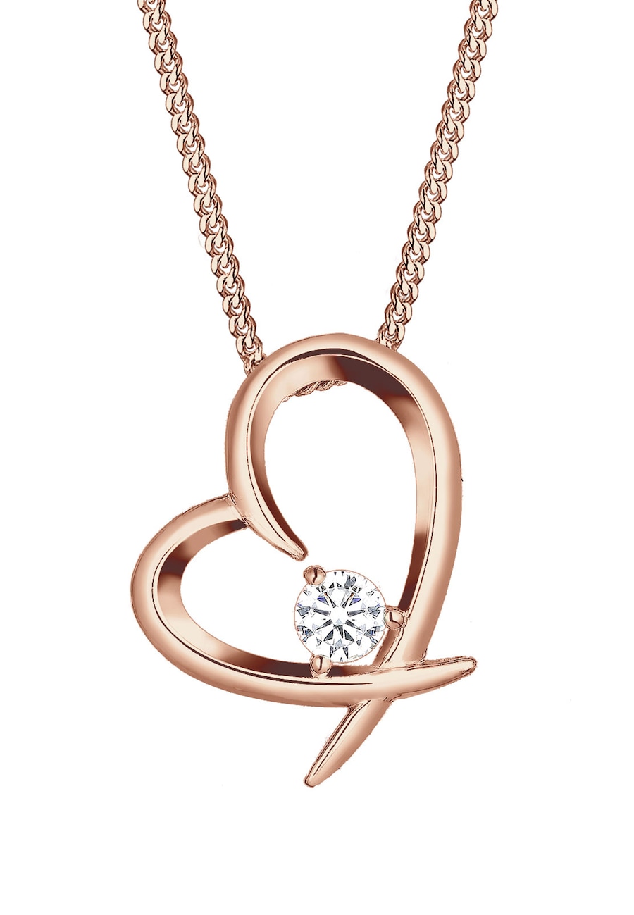 Elli Damskie serce zakrzywione kryształkami cyrkonu w srebra próby 925 Naszyjniki 1 ct