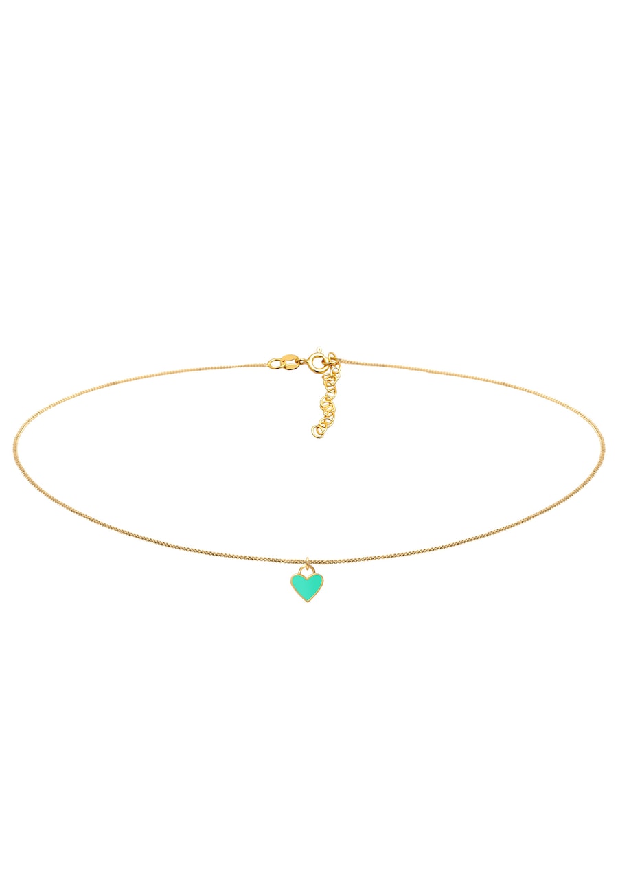 Elli Damski Choker serce wisiorek Trend Bloger z Emalią w srebrze próby 925 Sterling Silver Naszyjniki 1 ct