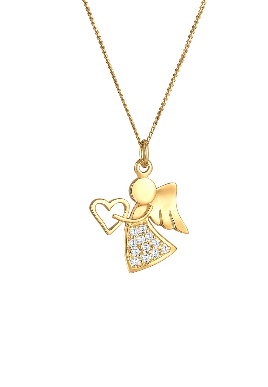 Nenalina Symbol talizmanu cyrkonowego Damy Angel Heart Symbol talizmanu w 925 r. Srebrny, pozłacany srebrny Naszyjniki 1 ct Damski