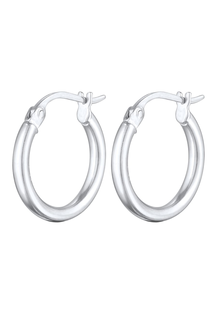 Elli Damskie kolczyki kreole z zapięciem kabłąkowym ze srebra próby 925 Sterling Silver Kolczyki koła 1 ct