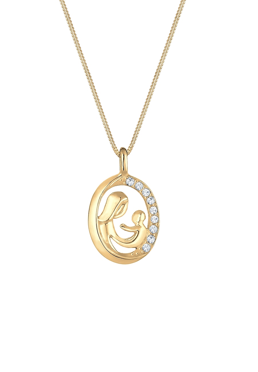 Elli Damska figurka matki i dziecka z kryształami ze srebra próby 925 Naszyjniki 1 ct Damski