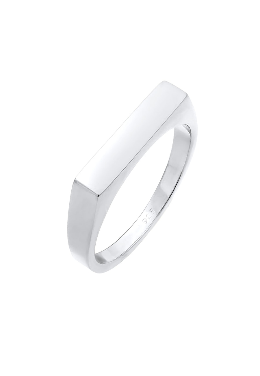 Elli Damski sygnet kwadratowy Geo Design Basic w srebrze 925 Sterling Silver Pierścionki 1 ct