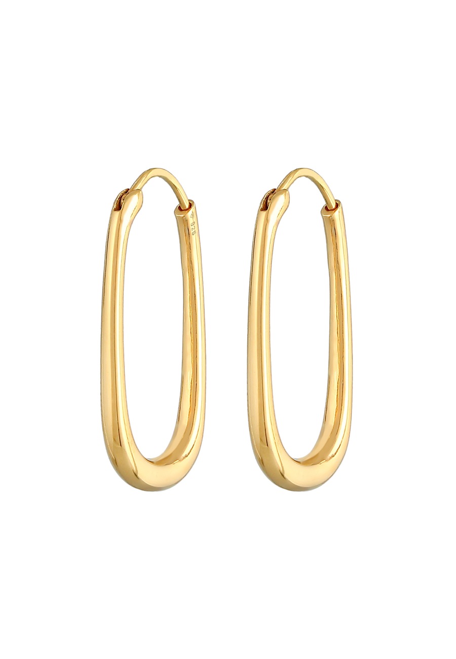 Elli PREMIUM Damskie kreole Owalne Elegancke ponadczasowe Basic w srebrze próby 925 Sterling Silver Kolczyki koła 1 ct