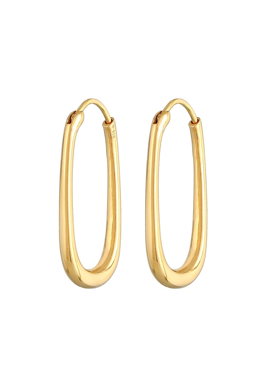 Elli PREMIUM Damskie kreole Owalne Elegancke ponadczasowe Basic w srebrze próby 925 Sterling Silver Kolczyki koła 1 ct