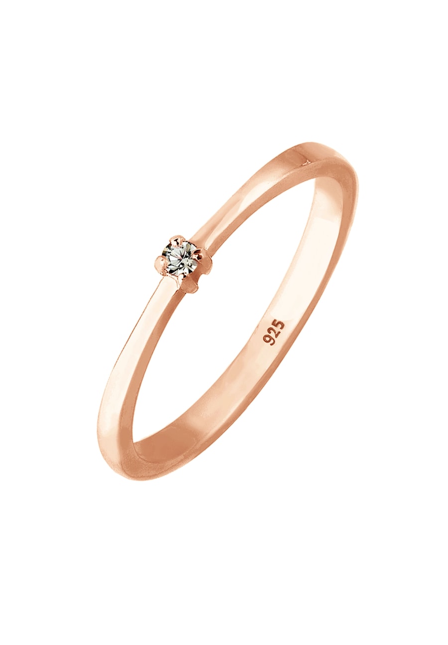 Elli Damski pasjansa z kryształami w srebra próby 925 Pierścionki 1 ct