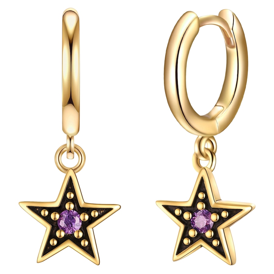 Glanzstücke München Kolczyki Gwiazda z Srebro wysokiej próby w Żółte złoto Kolczyki koła 1 ct Damski