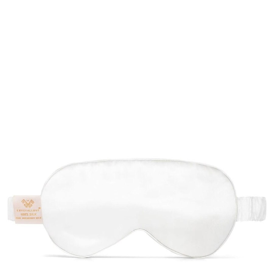 Crystallove Opaska na oczy z jedwabiu - White Płatki pod oczy 1 ct Biały