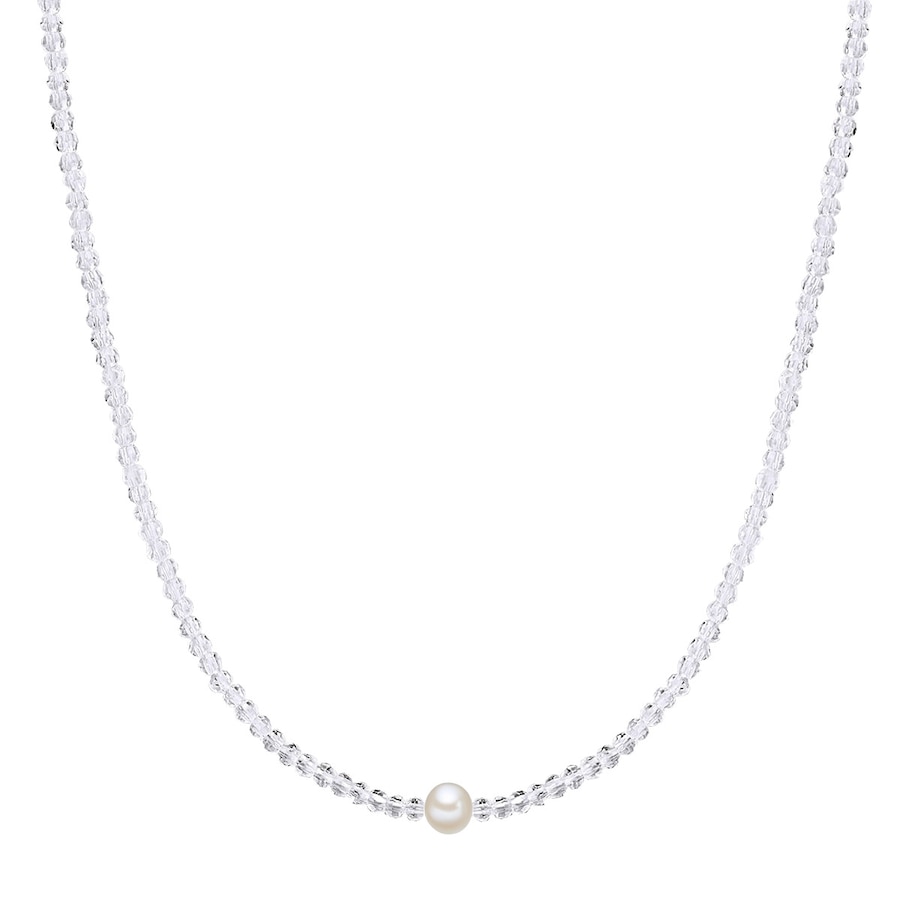Valero Pearls Srebro wysokiej pr óby kryształ kwarcu Perła hodowlana słodkowodna Naszyjniki 1 ct Damski