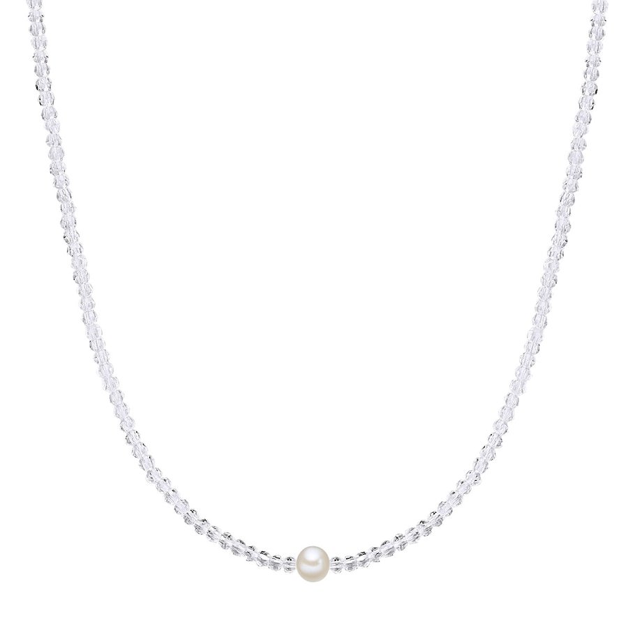 Valero Pearls Srebro wysokiej pr óby kryształ kwarcu Perła hodowlana słodkowodna Naszyjniki 1 ct Damski