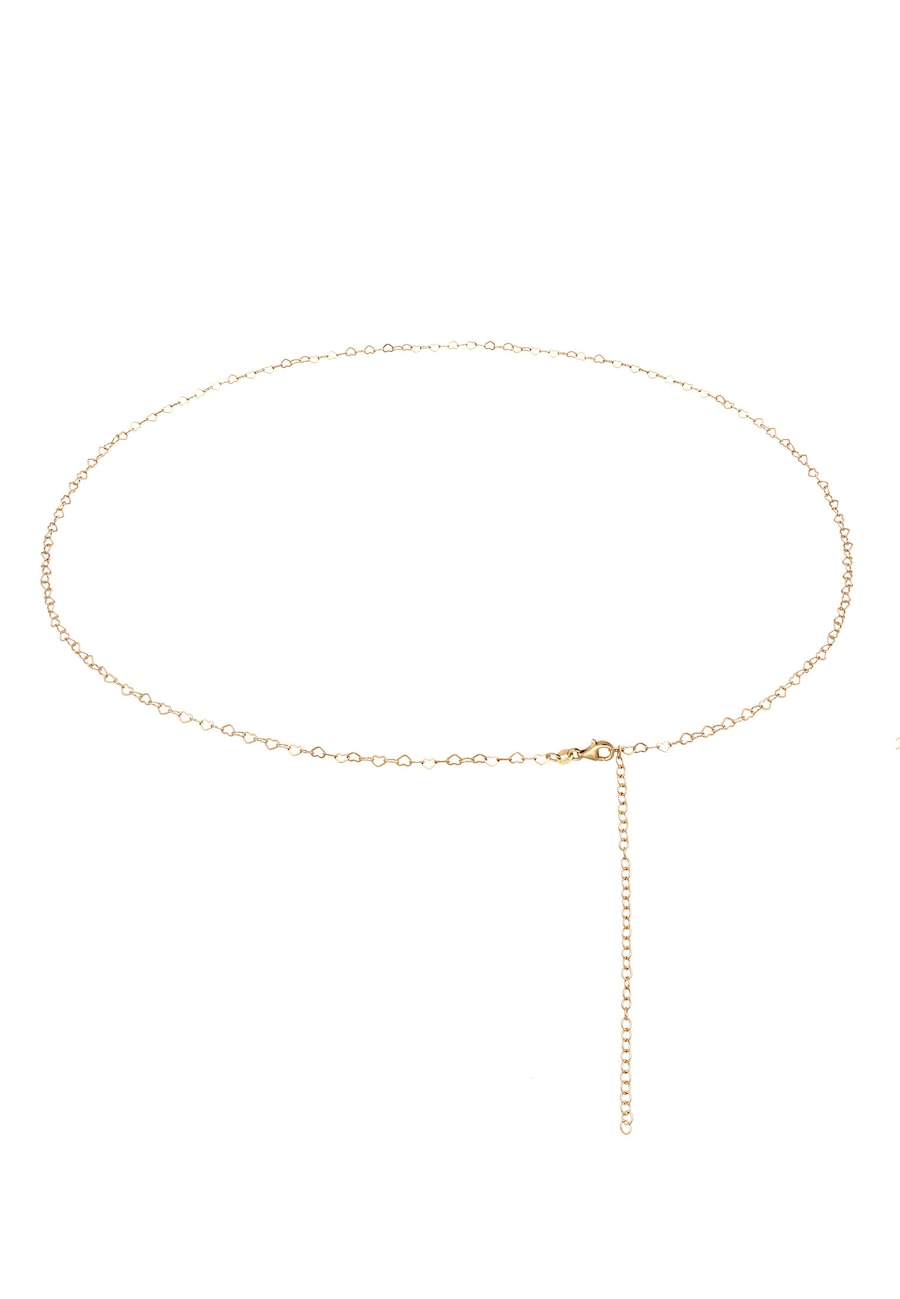 Elli Łańcuszek na brzuch damskie serce 925 Srebro pozłacane Festiwal Rozciągliwy złoty 65cm Naszyjniki 1 ct Damski