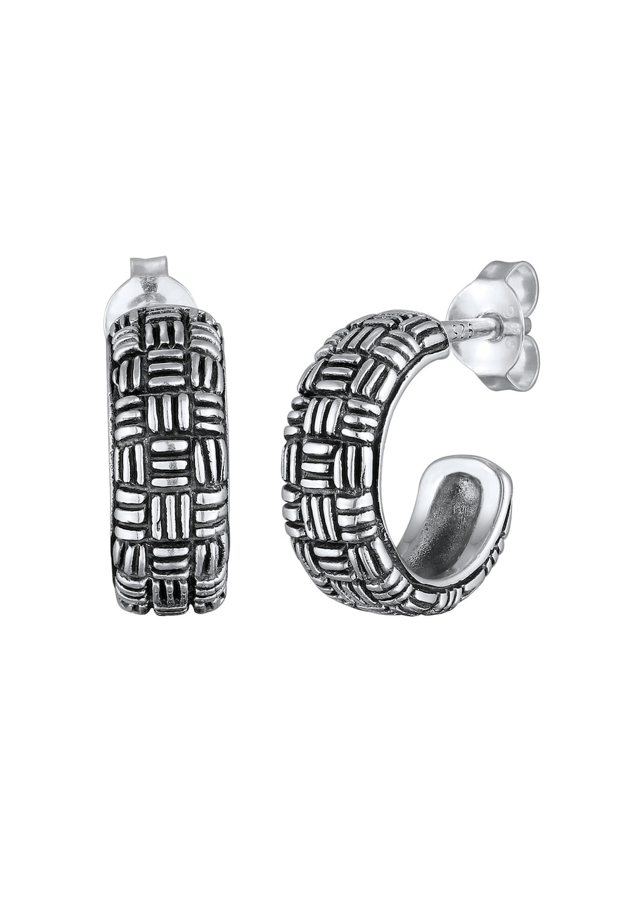 KUZZOI Męskie kolczyki sztyfty w stylu vintage z teksturowanego srebra próby 925 Kolczyki 1 ct