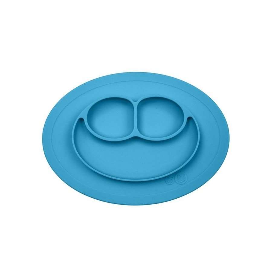 EZPZ EZPZ Silikonowy talerzyk z podkładką mały 2w1 Mini Mat niebieski Akcesoria 1 ct