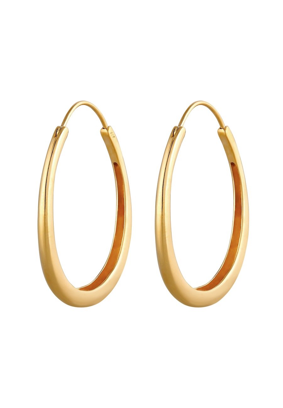 Elli Ladies Creoles Oval Geo Look Basic Trend w 925 Sterling Silver Kolczyki koła 1 ct Damski