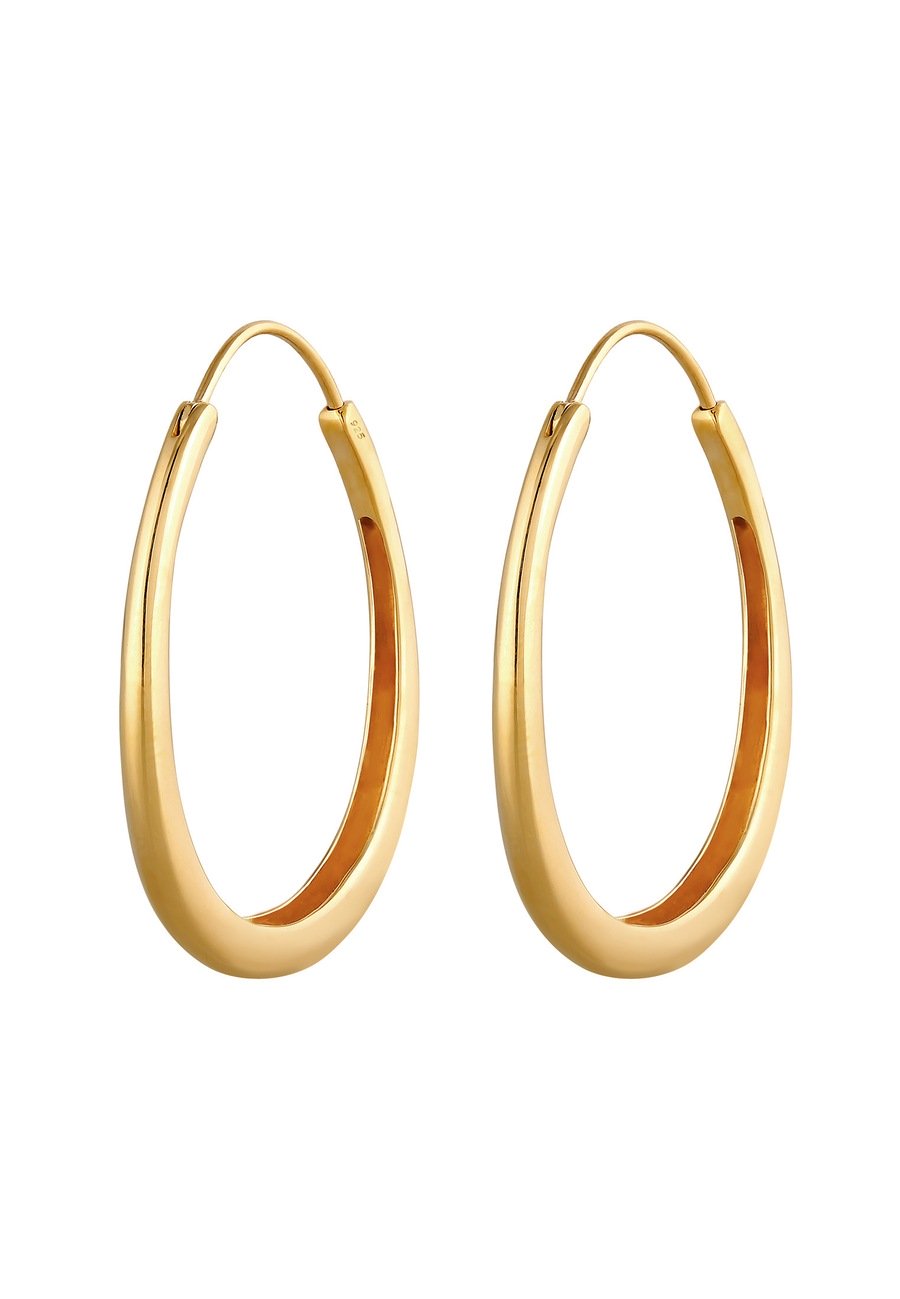 Elli Ladies Creoles Oval Geo Look Basic Trend w 925 Sterling Silver Kolczyki koła 1 ct Damski