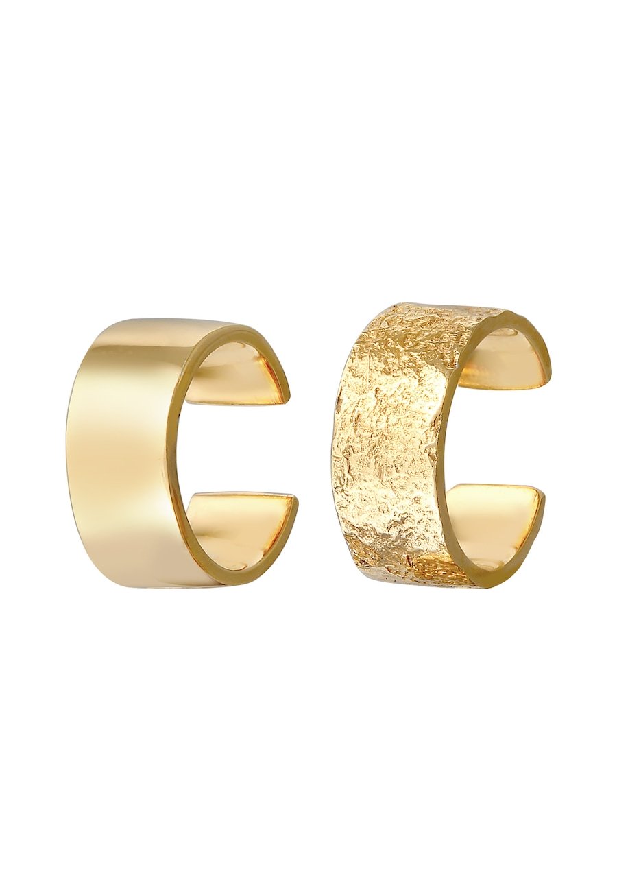 Elli Damski zestaw nausznic Szeroka Basic Młotkowana ze srebra 925 Sterling Silver Nausznice 1 ct