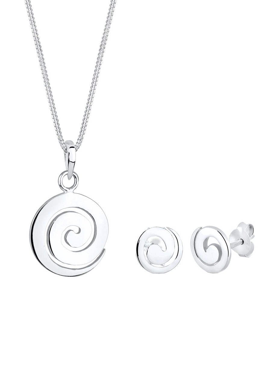 Elli Damski zestaw zawieszek spiralnych nowoczesne kolczyki sztyfty w srebrze próby 925 Sterling Silver Zestawy 1 ct
