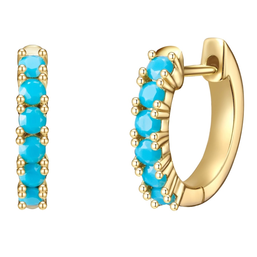 Glanzstücke München Srebrne kolczyki kreole srebro wysokiej próby Turkusowy (rek.) żółte złoto Kolczyki koła 1 ct Damski