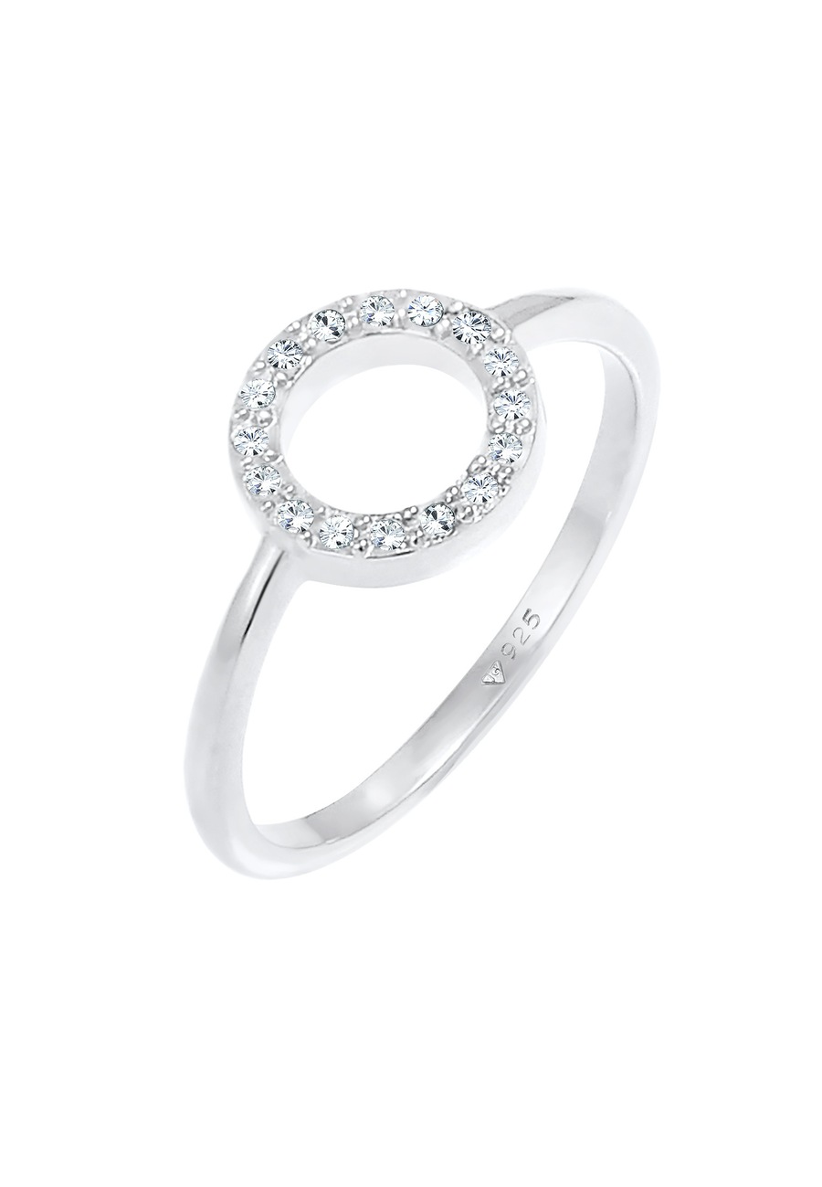 Elli Damskie koło filigranowe Geo z kryształami w srebrze próby 925 Sterling Silver Pierścionki 1 ct