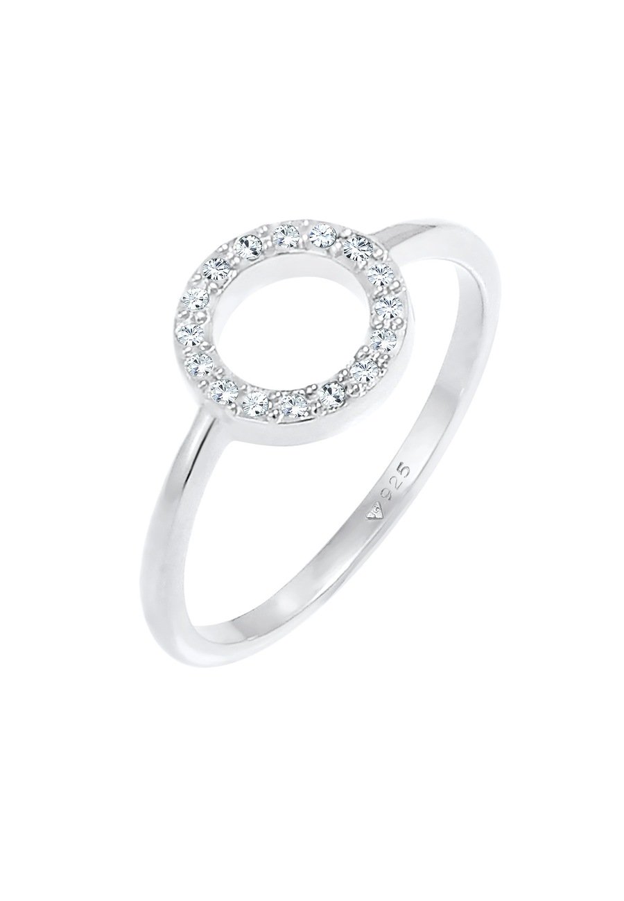 Elli Damskie koło filigranowe Geo z kryształami w srebrze próby 925 Sterling Silver Pierścionki 1 ct