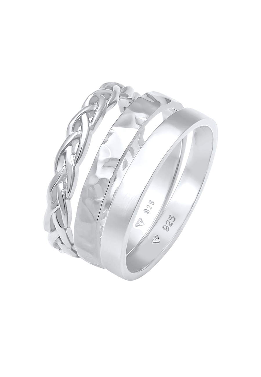 Elli Damski zestaw 3 pierścionków ze srebra próby 925 Pierścionki 1 ct