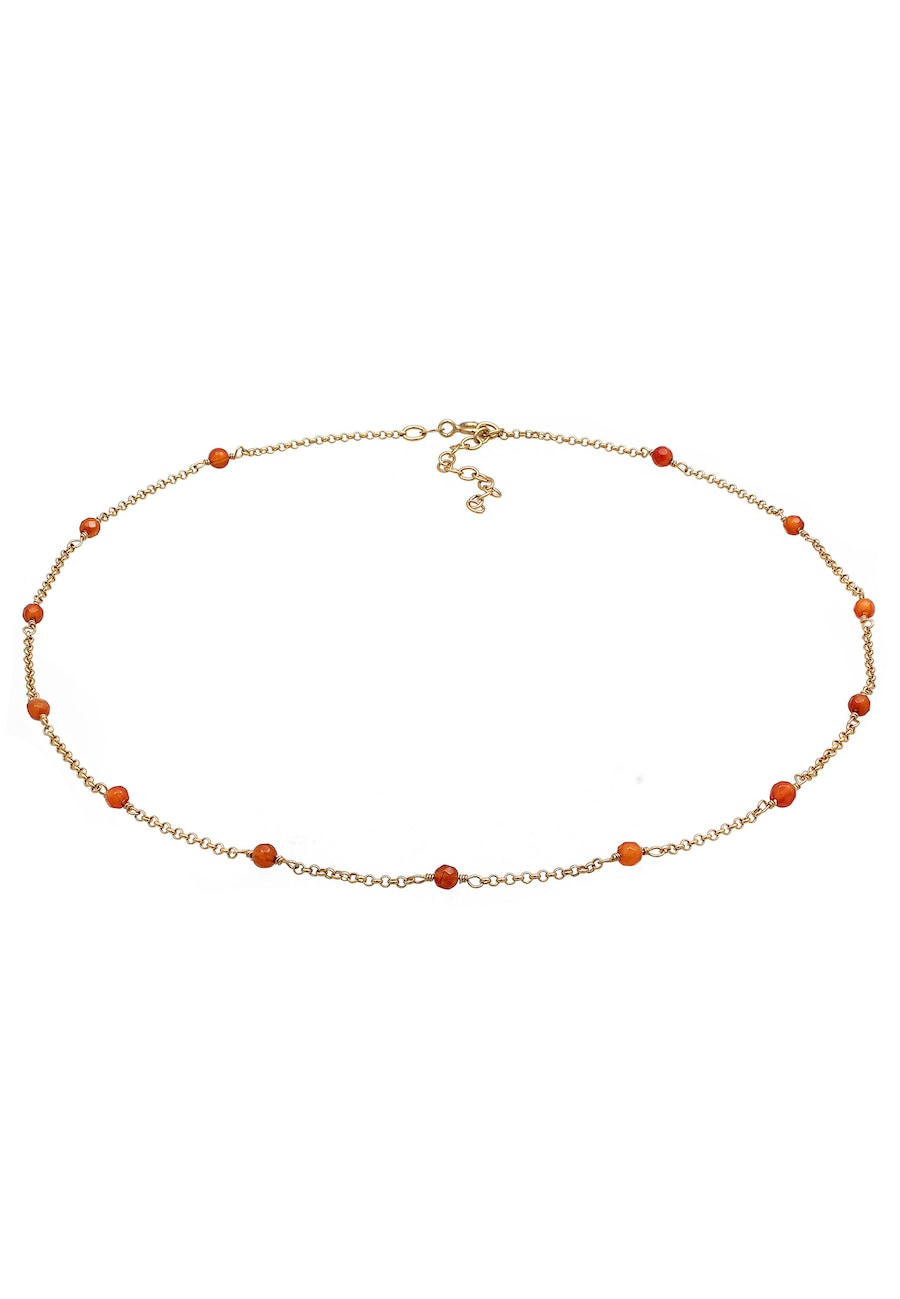 Elli Damski trend z koralikami z agatu w pozłacanym srebrze próby 925 Sterling Silver Naszyjniki 1 ct