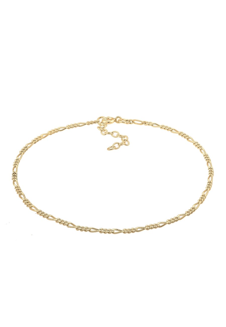 Elli Damska bransoletka na kostkę Figaro Timeless Basic ze srebra próby 925 Sterling Silver Bransoletki na nogę 1 ct Damski