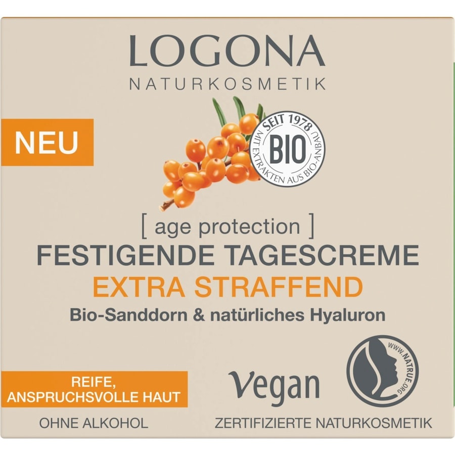 Logona Age Protection Ujędrniający silnie liftingujący krem na dzień z organicznym rokitnikiem i kwasem hialuronowym Kremy do twarzy 50 ml