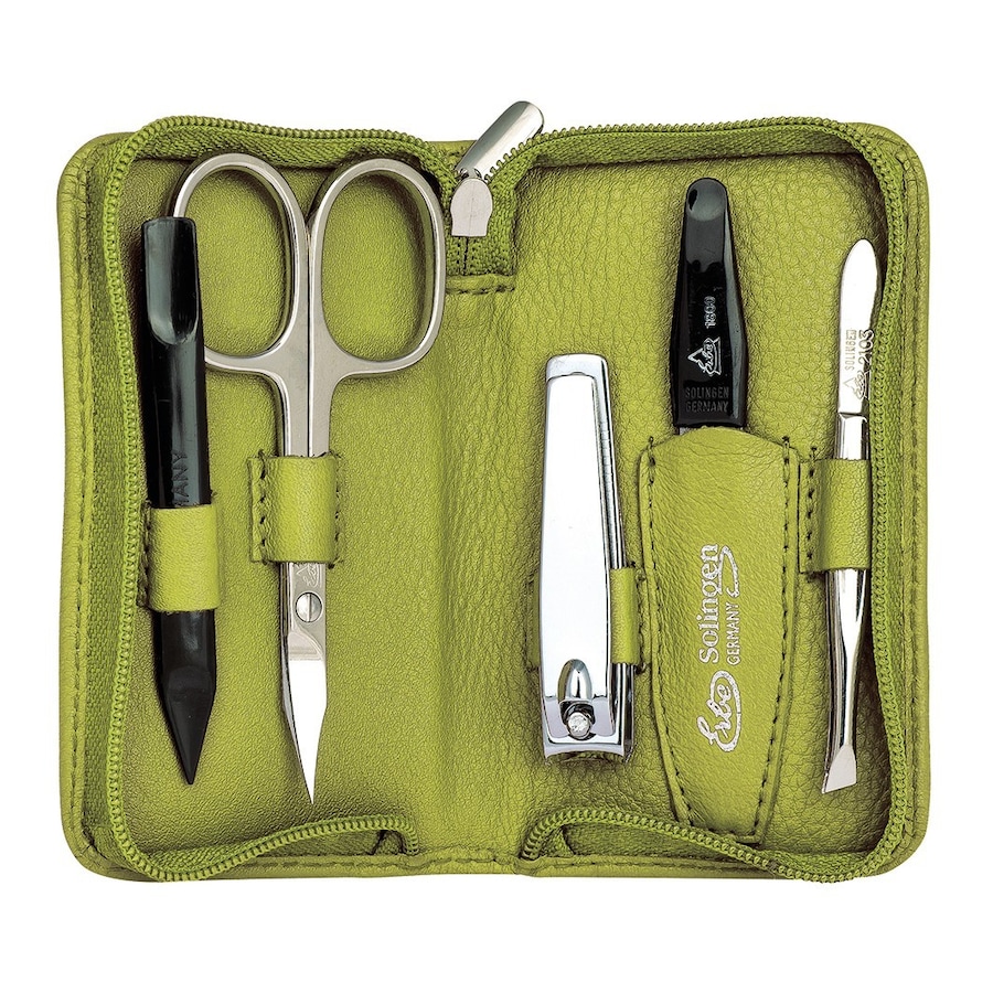 ERBE Manicure Zipper Case Range "Siena", green, 5 pcs. Kuferki do makijażu 1 ct 1 szt.