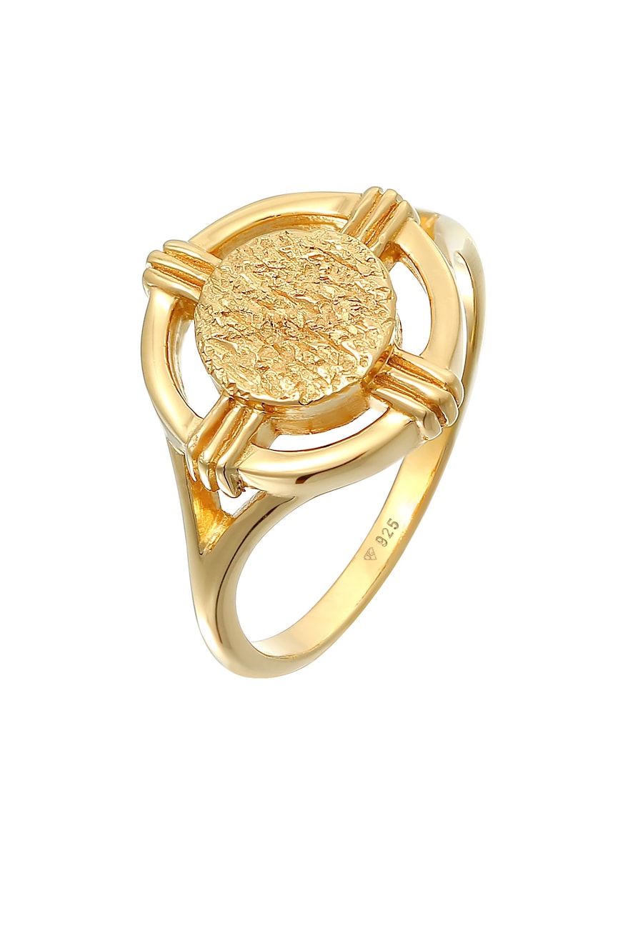 Elli Damski pierścionek Moneta Koło Organic Vintage Trend Blogger w srebrze 925 Sterling Silver Pierścionki 1 ct