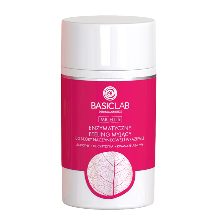 BasicLab Enzymatyczny peeling myjący do skóry naczynkowej i wrażliwej Wyciszenie i wygładzenie Peeling do twarzy 35 g