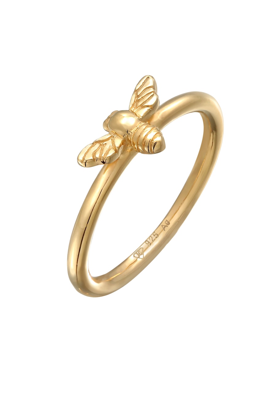 Elli Damski symbol pszczoły miód w srebrze próby 925 Sterling Silver pozłacanym Pierścionki 1 ct