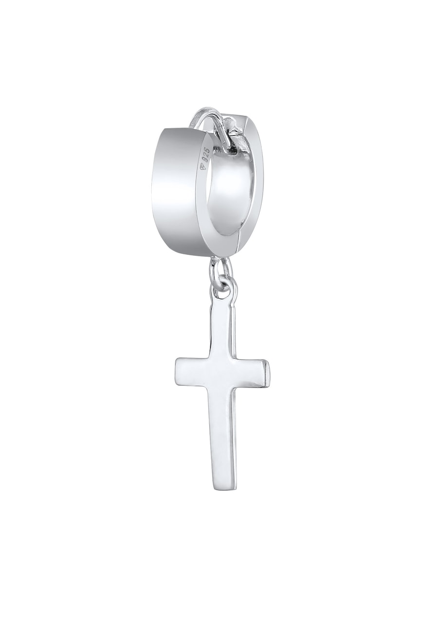 KUZZOI Męski pojedynczy kolczyk kreola krzyż Cross Trend ze srebra próby 925 Sterling Silver Biżuteria męska 1 ct Męskie