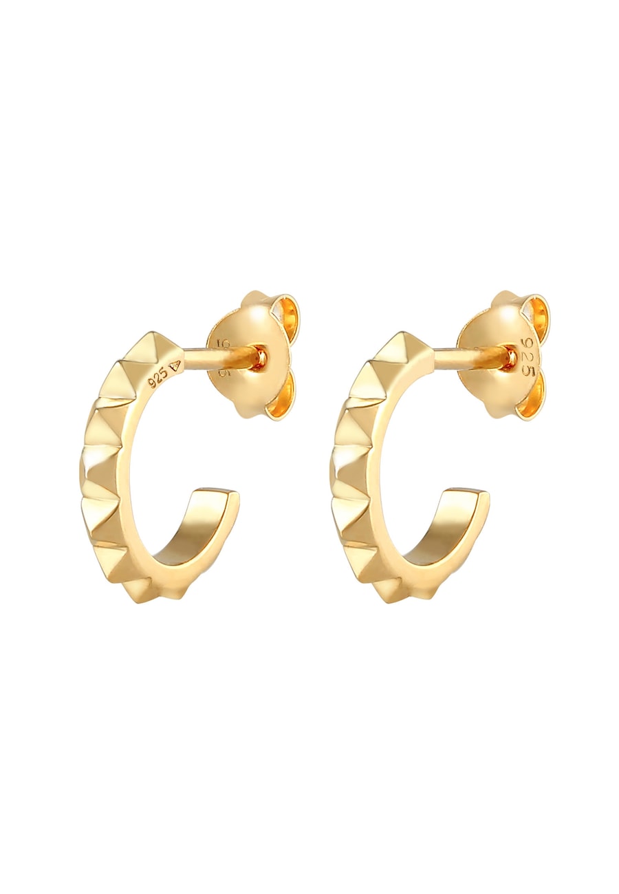 Elli Damskie kreole sztyfty Piramidy Geo Look Trend w srebrze 925 Sterling Silver Kolczyki 1 ct