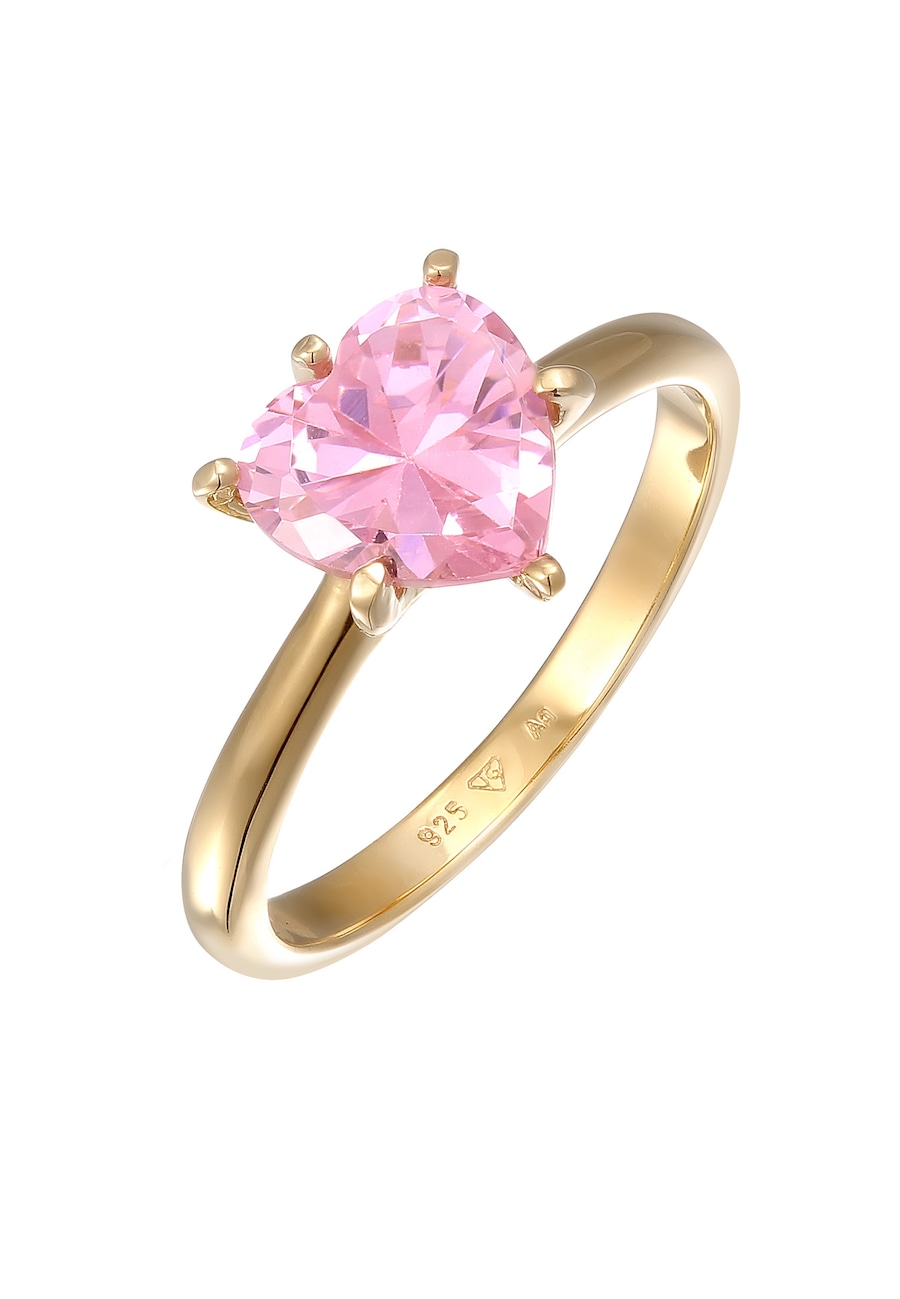 Elli Damski soliter zaręczynowy miłość z cyrkonią kryształami w srebrze 925 Sterling Silver Pierścionki 1 ct