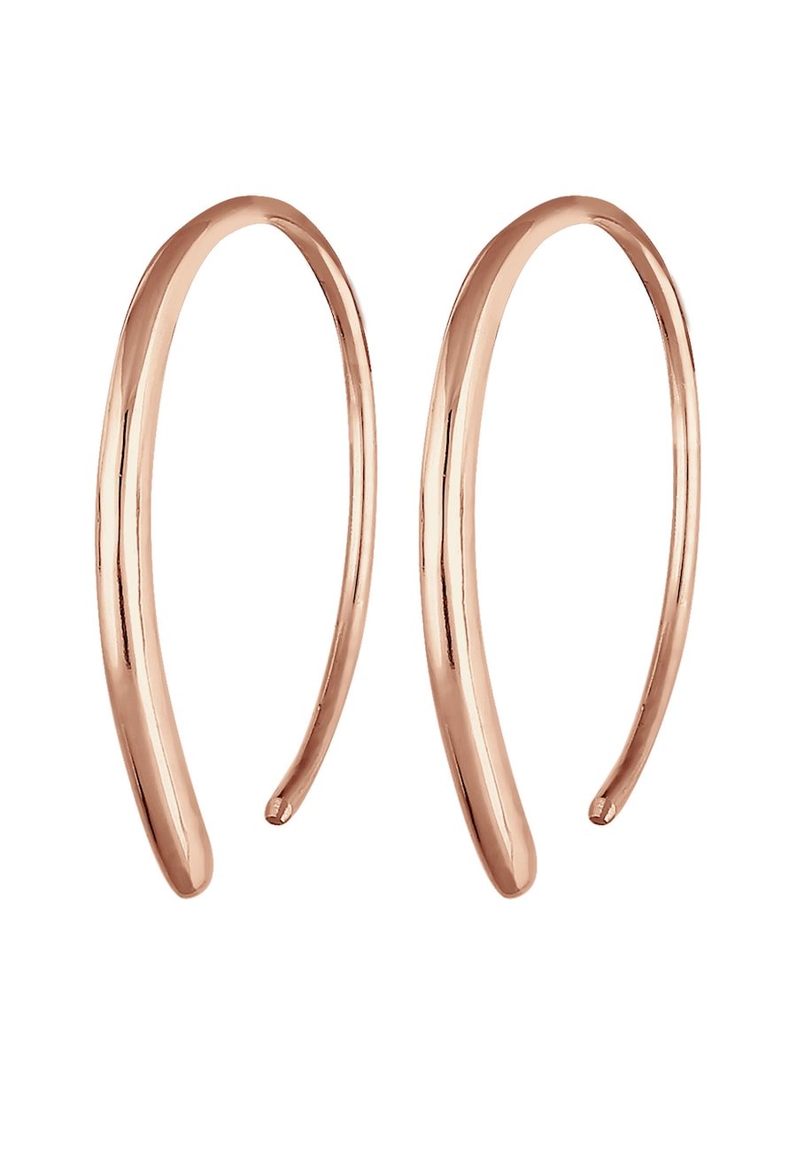 Elli Damskie kreolki do przeciągania Pull-Through Geo Basic w srebrze próby 925 Sterling Silver Kolczyki koła 1 ct