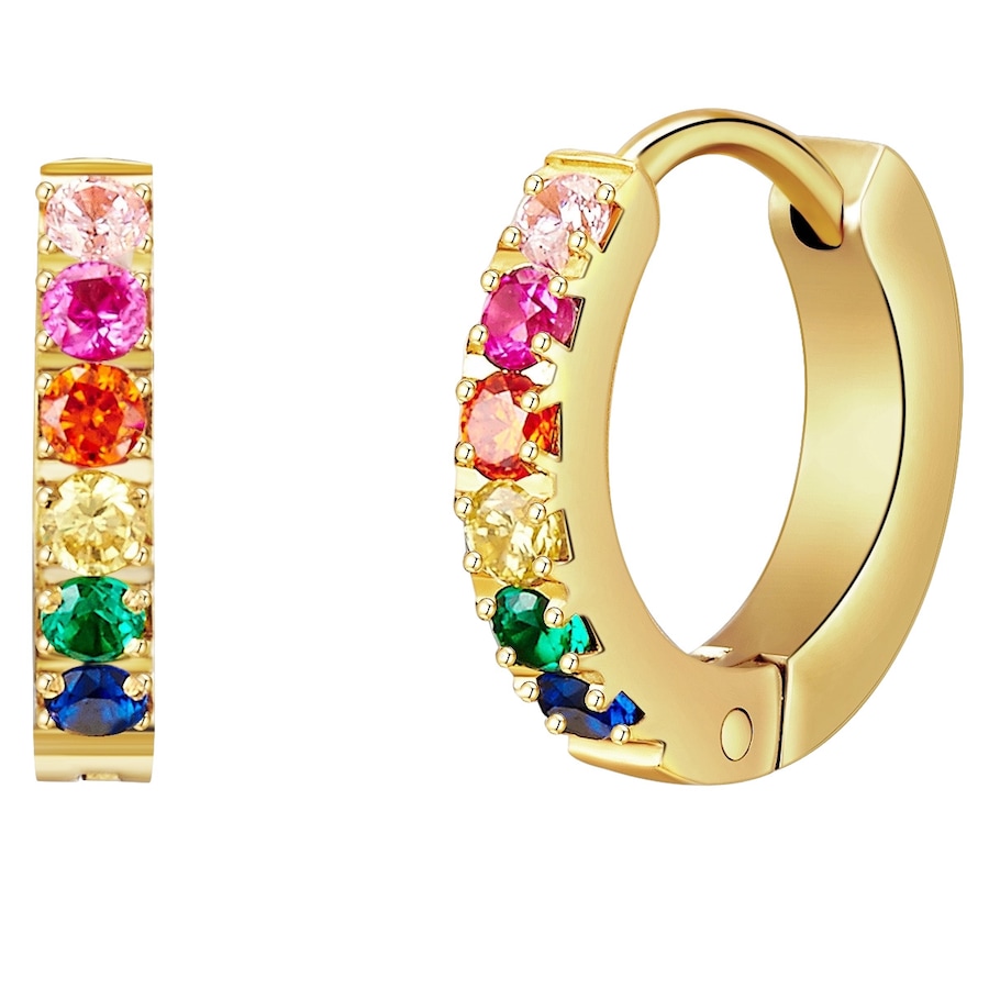 EASTSIDE Kolczyki kreole ze stali szlachetnej Stal szlachetna Cyrkonia żółte złoto Kolczyki koła 1 ct Damski