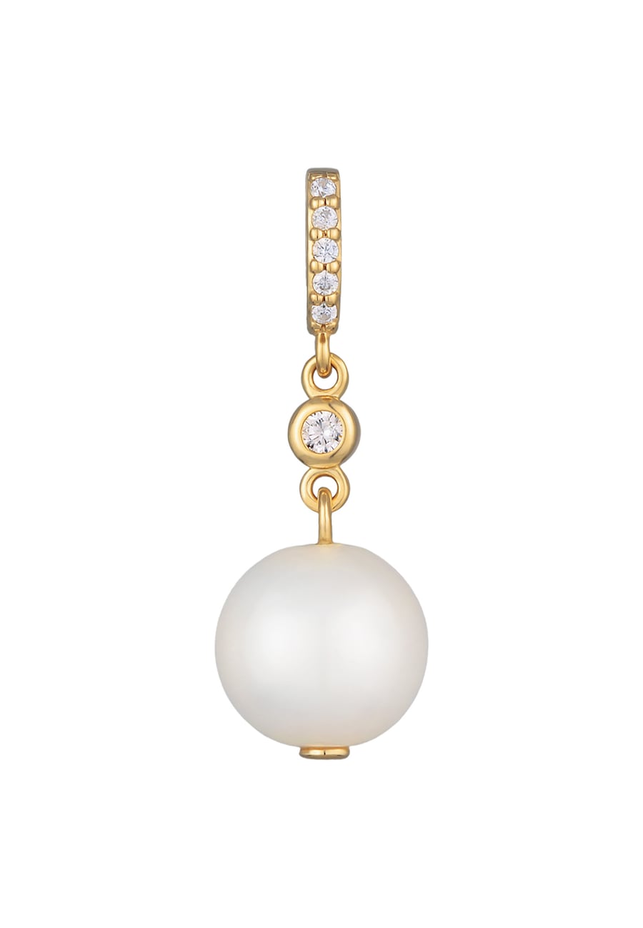 Elli PREMIUM Damski wisiorek klasyczny z perłą hodowlaną słodkowodną i cyrkoniami z pozłacanego srebra próby 925 Sterling Silver Wisiorki 1 ct