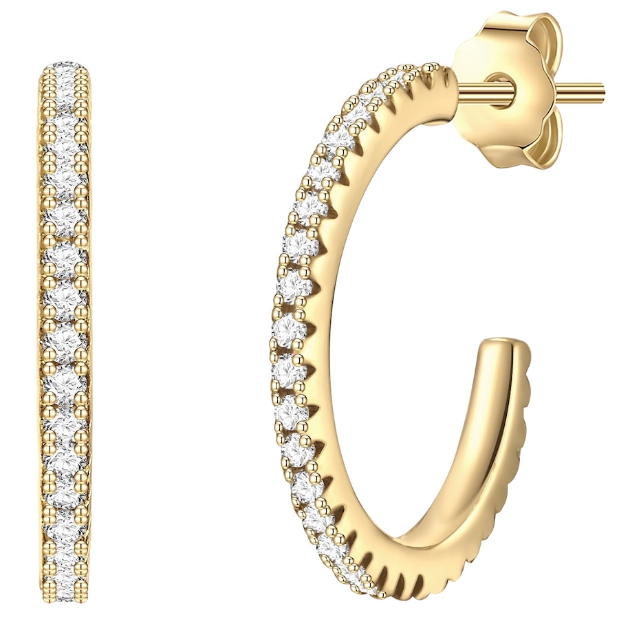 Glanzstücke München Srebrne kolczyki kreole srebro wysokiej próby Cyrkonia żółte złoto Kolczyki koła 1 ct Damski